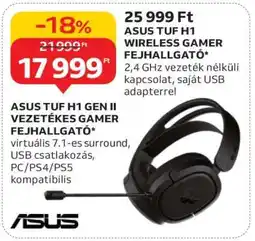 Auchan ASUS TUF H1 WIRELESS GAMER FEJHALLGATÓ ajánlat