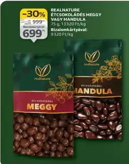 Auchan REALNATURE ÉTCSOKOLÁDÉS MEGGY VAGY MANDULA ajánlat