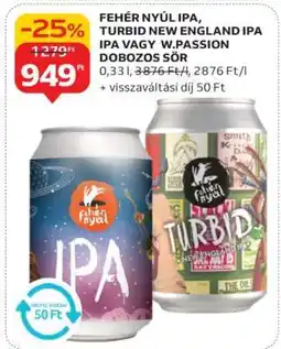 Auchan FEHÉR NYÚL IPA, TURBID NEW ENGLAND IPA IPA VAGY W.PASSION DOBOZOS SÖR ajánlat