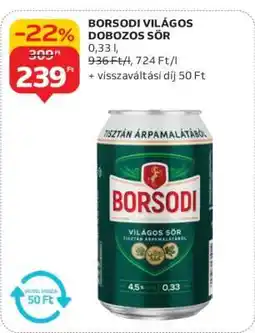 Auchan Borsodi Világos Dobozos Sör ajánlat