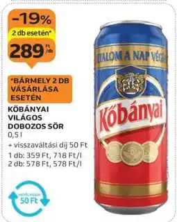 Auchan Kőbányai Világos Dobozos Sör ajánlat