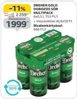Auchan Dreher Gold dobozos sör multipack ajánlat