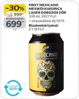 Auchan FIRST MEXICANO MEXIKÓI KUKORICA LAGER DOBOZOS SÖR ajánlat