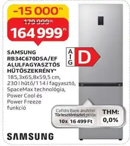 Auchan Samsung RB34C670DSA/EF Alulfagyasztós Hűtőszekrény ajánlat