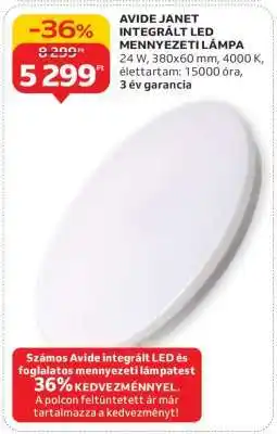 Auchan AVIDE JANET INTEGRÁLT LED MENNYEZETI LÁMPA ajánlat