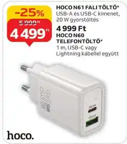 Auchan HOCO N61 FALI TÖLTŐ ajánlat