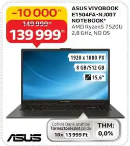 Auchan ASUS VIVOBOOK E1504FA-NJ007 NOTEBOOK ajánlat