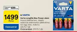 Tesco Varta Longlife Max Power elem ajánlat