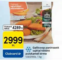 Tesco Gallicoop panírozott sajttal töltött pulykamell érme ajánlat