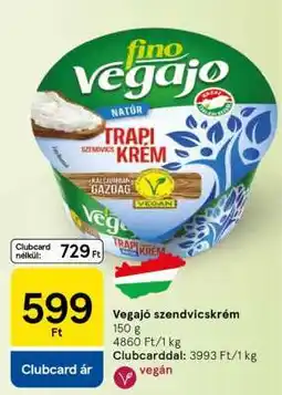 Tesco Vegajó Szendvicskrém ajánlat