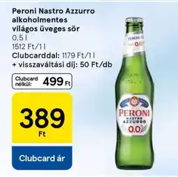 Tesco Peroni Nastro Azzurro alkoholmentes világos üveges sör ajánlat