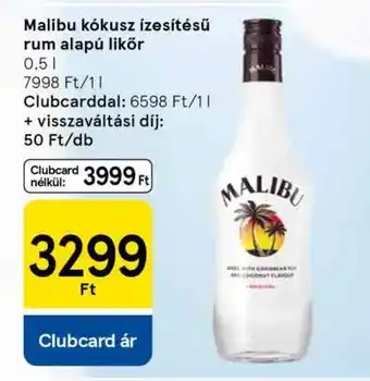 Tesco Malibu kókusz ízesítésű rum alapú likőr ajánlat