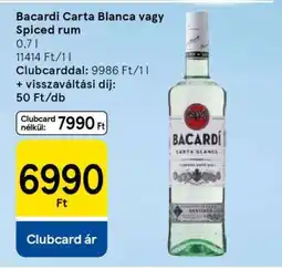 Tesco Bacardí Carta Blanca vagy Spiced rum ajánlat