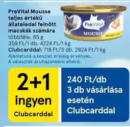 Tesco PreVital Mousse teljes értékű állateledel felnőtt macskák számára ajánlat