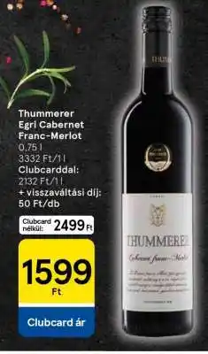 Tesco Thummerer Egri Cabernet Franc-Merlot ajánlat