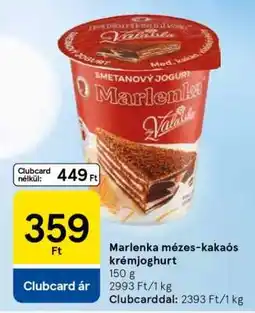 Tesco Marlenka mézes-kakaós krémjoghurt ajánlat