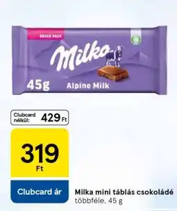 Tesco Milka mini táblás csokoládé ajánlat