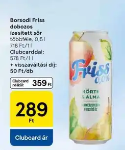 Tesco Borsodi Friss dobozos ízesített sör ajánlat