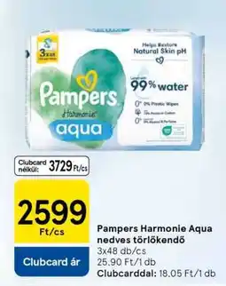 Tesco Pampers Harmonie Aqua nedves törlőkendő ajánlat