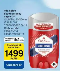 Tesco Old Spice dezodorspray vagy stift ajánlat