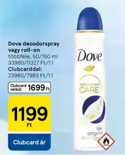 Tesco Dove dezodorspray vagy roll-on ajánlat