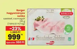 Spar Berger hagyományos sonka ajánlat