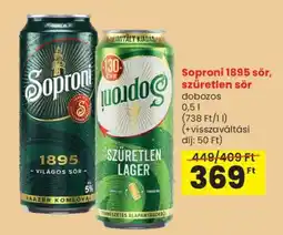 Spar Soproni 1895 sör, szűretlen sör ajánlat