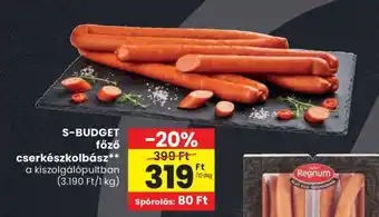 Spar S-Budget főző cserkészkolbász ajánlat
