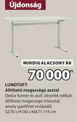 JYSK LUNDTOFT állítható magasságú asztal ajánlat