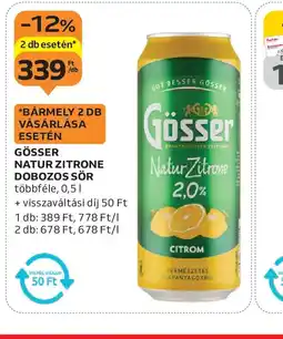 Auchan GÖSSER NATUR ZITRONE DOBOZOS SÖR ajánlat