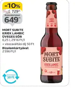 Auchan MORT SUBITE KRIEK LAMBIC ÜVEGES SÖR ajánlat