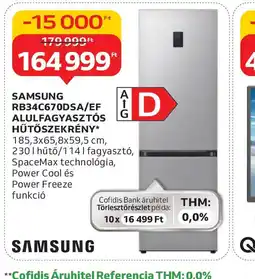 Auchan SAMSUNG RB34C670DSA/EF ALULFAGYASZTS HŰTŐSZEKRÉNY ajánlat