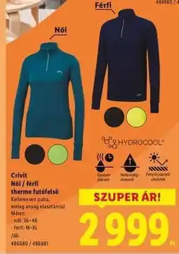 Lidl Crivit Női / férfi thermo futófelső ajánlat