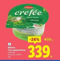 Lidl MILBONA Friss sajtkészítmény ajánlat