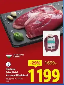 Lidl Húsfarm Friss, fiatal kacsamellfilé bőrrel ajánlat