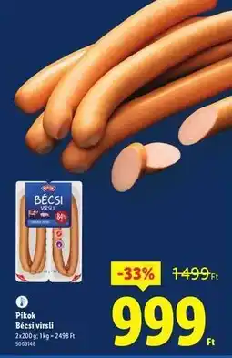 Lidl PIKOK Bécsi virsli ajánlat