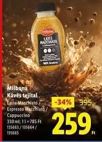Lidl Milbona Kávés tejital ajánlat