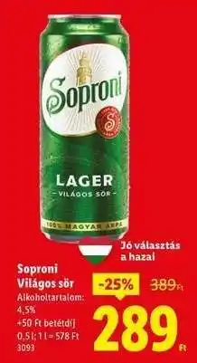 Lidl SOPRONI Világos sör ajánlat
