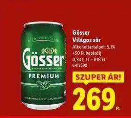 Lidl GÖSSER Világos sör ajánlat