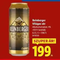 Lidl Reinberger Világos sör ajánlat