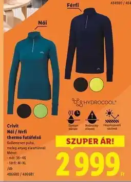 Lidl Crivit Női / férfi thermo futófelső ajánlat