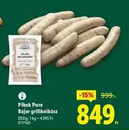 Lidl PIKOK PURE Bajor grillkolbász ajánlat
