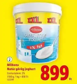 Lidl MILBONA Natúr görög joghurt ajánlat