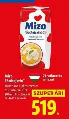 Lidl MIZO Főzőtejszín ajánlat
