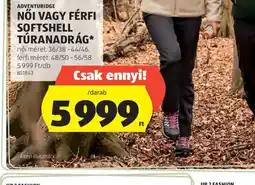 ALDI ADVENTURIDGE NŐI VAGY FÉRFI SOFTSHELL TÚRANADRÁG ajánlat