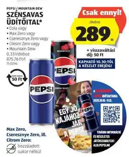 ALDI Pepsi / Mountain Dew Szénsavas Üdítőital ajánlat