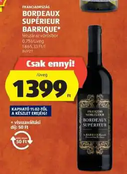 ALDI BORDEAUX SUPÉRIEUR BARRIQUE ajánlat