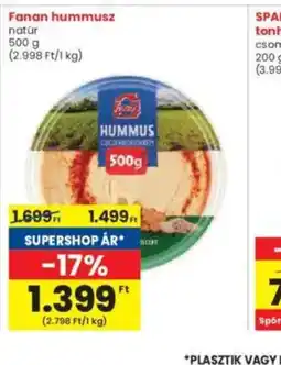 Interspar Fanan hummusz ajánlat