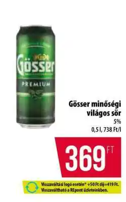 Coop Gösser minőségi világos sör ajánlat