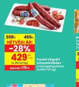 Interspar Gyulai Végvári parasztkolbász ajánlat